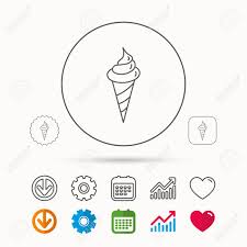 Ice Cream Icon Sweet Dessert In Waffle Cone Sign Frozen Food