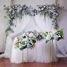Wedding Home Artificial Silk Fake Flowers Swag Arch Etsy In 2020 Fake Flowers Wedding Stage Decorations Wedding Decorations