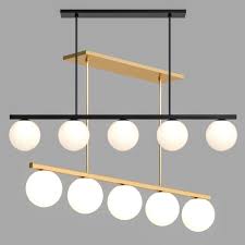Seven glass globes in a milk finish. West Elm Hayes Linear Chandelier 3d Model Cgtrader