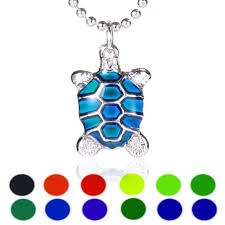 Turtle Sensitive Liquid Stone Thermo Mood Changing Color Pendant Necklace