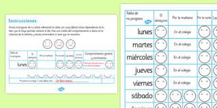 Home Behaviour Progress Chart Spanish Spanish Home