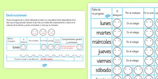 home behaviour progress chart spanish spanish home