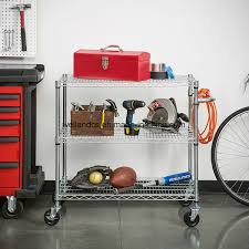 Suncast v748 4 foot long handled garden tool shed & garage wall hanger, platinum. China Movable 3 Tiers Adjustable 550lbs Heavy Duty Chrome Wire Steel Garage Tools Storage Rack Trolley China Garage Trolley Garage Storage Trolley