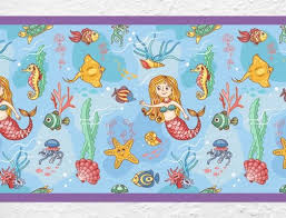 Kinderzimmer Bordure Meerjungfrau In Der Unterwasserwelt Kinder Zimmer Kinderzimmer Kinderschlafzimmer