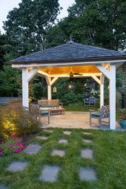 Evening Pool Pavilion Built By Gasper Backyard Pavilion Outdoor Pavilion Backyard Patio