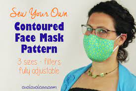 Once you've cut 5 pieces of fabric using the pattern above. Diy Contoured Face Mask Pattern 3 Sizes Adjustable Elastic Straps Nose Bridge Cucicucicoo