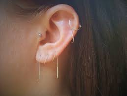 Multiple Piercing Triple Piercing Thread Earring Earring Set For Multiple Piercing Double Piercing Cartilage Earring Two Hole Earring