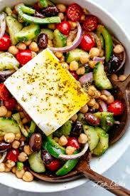 Greek Chickpea Salad With An Authentic Greek Salad Dressing Is A Favourite Salad To Serve As Greek Chickpeas Greek Chickpea Salad Greek Salad Recipe Authentic