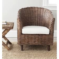 Safavieh Home Collection Omni Brown Glaze Barrel Chair In 2020 Wicker Chair Outdoor Wicker Patio Furniture Wicker Patio Furniture