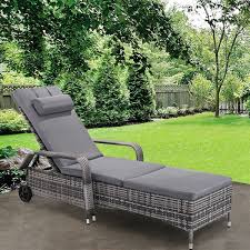 Outdoor Rattan Adjustable Cushioned Lounge Chair Patio Chairs Lounge Chair Outdoor Patio Chaise Lounge Cushions