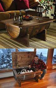 The whiskey barrel table top is made from oak and pine, and the entire piece can be stained to match your decor. Whiskey Barrel Coffee Table For Sale Collection Diy Old Wine Barrel Coffee Table With Storage Barrel Coffee Table Coffee Table Plans Cool Coffee Tables