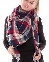 We all need a kind of scarf that takes care of the cold weathers perfectly but also keeps you comfortable. Tartan Plaid Blanket Scarf Navy Red J Marcel