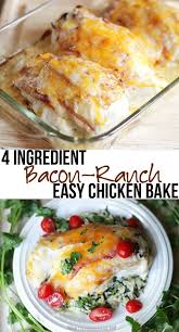 These bacon chicken tenders are firehouse hot with the recommended chipotle chile powder, yet roasted vegetables and chicken are a comfort food classic! Easy Dinner Recipe 4 Ingredient Bacon Ranch Chicken Bake The Pinning Mama