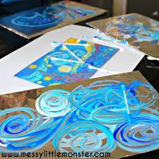 Painting On Foil Van Gogh Starry Night Art For Kids Homeschool Art Art For Kids Art Activities