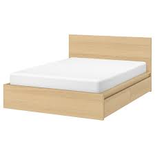 Life home premiere classics cloth platform bed and headboard. Malm Bed Frame High W 2 Storage Boxes White Stained Oak Veneer Luroy Queen Ikea