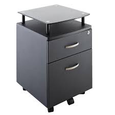 25/30 cm h 40 cm Cassettiera In Metallo Grigio Antracite Alzata In Vetro E Ruote 2 Cassetti E Chiave Sicurezza