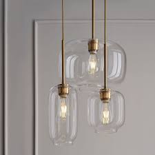 Mid Century Modern Glass Jar Pendant Light In Brass For Kitchen Island Dining Table And Bar Lighting Pendants