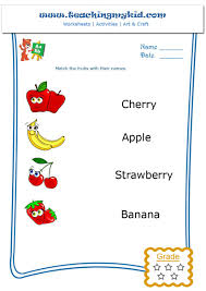 Preschool Worksheets Match The Fruits With Their Name 4 Kindergarten Worksheets Kindergarten Worksheets Printable Preschool Worksheets