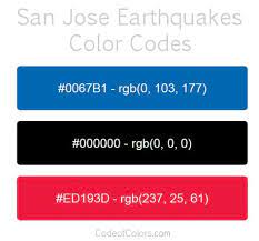 San Jose Earthquakes Team Color Codes San Jose Earthquakes Color Coding Rgb Color Codes