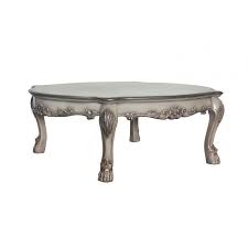 The oval coffee table features a gorgeous oval lacquered white top. Dresden Ii Oval Coffee Table Vintage Bone White Acme Furniture Furniture Cart