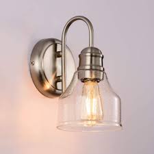 Bathroom lighting planning and selecting tips. Brushed Nickel 1 Light Modern Vintage Wall Light Sozomo Vanity Lighting With Bubble Glass Shade Bathroom