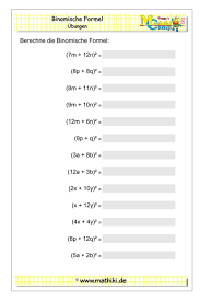 Binomische Formeln I Klasse 7 8 Arbeitsblatt Mit Losungen Zum Thema Binomische Formeln Binomischef Binomische Formeln Mathematikunterricht Mathe Abitur
