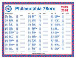 Atlanta hawks full 2019 20 regular season schedule released. Printable 2019 2020 Philadelphia 76ers Schedule