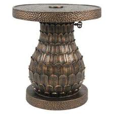 Pineapple Patio Umbrella Base In Distressed Gold Patio Umbrella Stand Outdoor Umbrella Table Accent Table