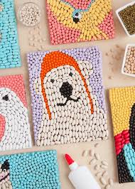 Bean Art Animals Inspired By Dolittle Handmade Charlotte Art Ideas For Teens Tween Art Projects Toddler Art Projects