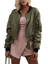 Women S Casual Short Bomber Jacket Classic Flight Coat Outwear Army Green C1185ieiine Short Bomber Jacket Bomber Jacket Christmas Outfit Women Casual