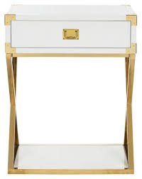 Aisa Nightstand White Gold 705 00 End Tables With Storage White End Tables Furniture
