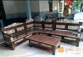 Kursi tamu/kursi teras kayu jati betawi set 211(tanpa jok)rp1.800.000: Kursi Tamu Sudut Satu Set Kayu Jati Bekasi Jualo