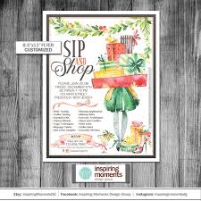Sip And Shop Event Flyer Printable Shopping Holiday Etsy In 2020 Event Flyer Flyer Flyer Design