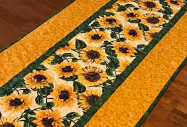 Sunflower Table Runner Quilted Sunflower Themed Runner Yellow Floral Table Runner Sunflower Decor Spring Summer Table Runner Sunflower Table Runner Summer Table Runner Handmade Table Runner