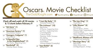 Explore best disney movies of all time. Oscars 2020 Download Our Printable Movie Checklist The Gold Knight Latest Academy Awards News And Insight