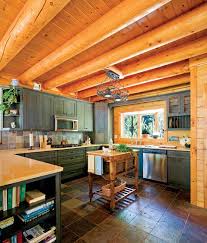 Dreaming In Green An Eco Friendly Log Home Log Home Kitchens Cabin Kitchens Log Cabin Kitchens