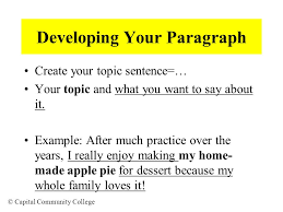 Write a paragraph excellent college essays your. Capital Community College The Paragraph Is A Series Of Sentences Developing One Topic Ppt Download