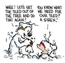 Calvin`s crazy, imaginative, sarcastic, and has a mind and thinking process of a much older person, but he can definitely be a brat. Calvin And Hobbes Da Whee Let S Get The Sled Out Of The Tree And Do That Again Calvin And Hobbes Comics Calvin And Hobbes Calvin And Hobbes Quotes