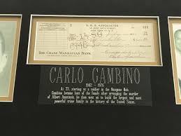 Carlo Gambino Signed Personal Check Jsa Coa Framed Crime Family Mob Autographdefault Title Crime Family Carlo Gambino Personal Checks