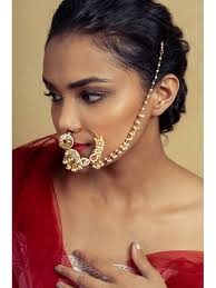 Buy Red Centre Chakra Kundan Nath for Women Online at Ajnaa Jewels |391418