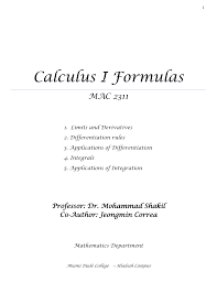 Differentiation is one of the most important topics for. Calculus Formula Sheet