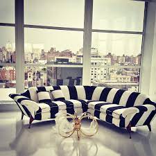 Large knole black stripe velvet downtown carlucci sofa set, armchair & footstool. Black And White Stripes Sofa Mad About The House