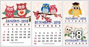 Calendario Para Educação Infantil Para Imprimir Calendario 2018 Para Imprimir Tema Corujas Educacao Infantil Aluno On Arte Educacao Infantil Educacao Infantil Atividades Para Educacao Infantil