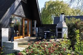 Terrasse Hinten Ferienhaus Eingezaunter Garten Ferien