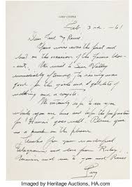 We strive for accuracy and fairness. A Gary Cooper Handwritten Letter To Director Fred Zinnemann Lot 90030 Heritage Auctions