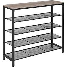 We've picked these shoe racks knowing well what a typical reader of our site is looking for. Amazon Com Vasagle Shoe Rack 5 Tier Shoe Storage Organizer With 4 Mesh Shelves For 16 20 Pairs And Large Surface For Bags For Entryway Hallway Closet Steel Frame Industrial Greige And Black Ulbs015b02 Home