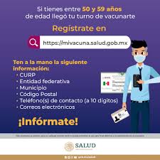 No acudir a vacunarse si presenta fiebre o síntomas de enfermedad respiratoria. Secretaria De Salud Tienes Entre 50 Y 59 Anos De Edad Es Tu Momento De Vacunarte Contra Covid19 Registrate En Http Mivacuna Salud Gob Mx Continua Con Las Medidassanitarias E Informate En Fuentes Oficiales
