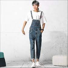 If your elbow is too straight, the sling may be too loose. 2021 Spring New Denim Strap Pants Men S Siamese Sling Pants Tide Brand Handsome Loose Tooling Feet Pants Hairstylist Bib Pants Jeans Aliexpress