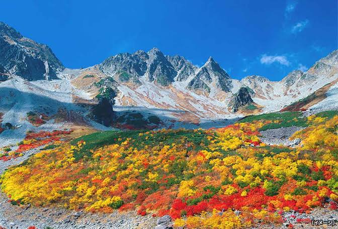 日本一とも称される涸沢の紅葉（AI 生成）