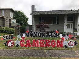 Our Congrats Grad Sign Displays Make Perfect Graduation Party Decorations We Are In Bothell Birthday Yard Signs Graduation Party Decor Graduation Yard Signs